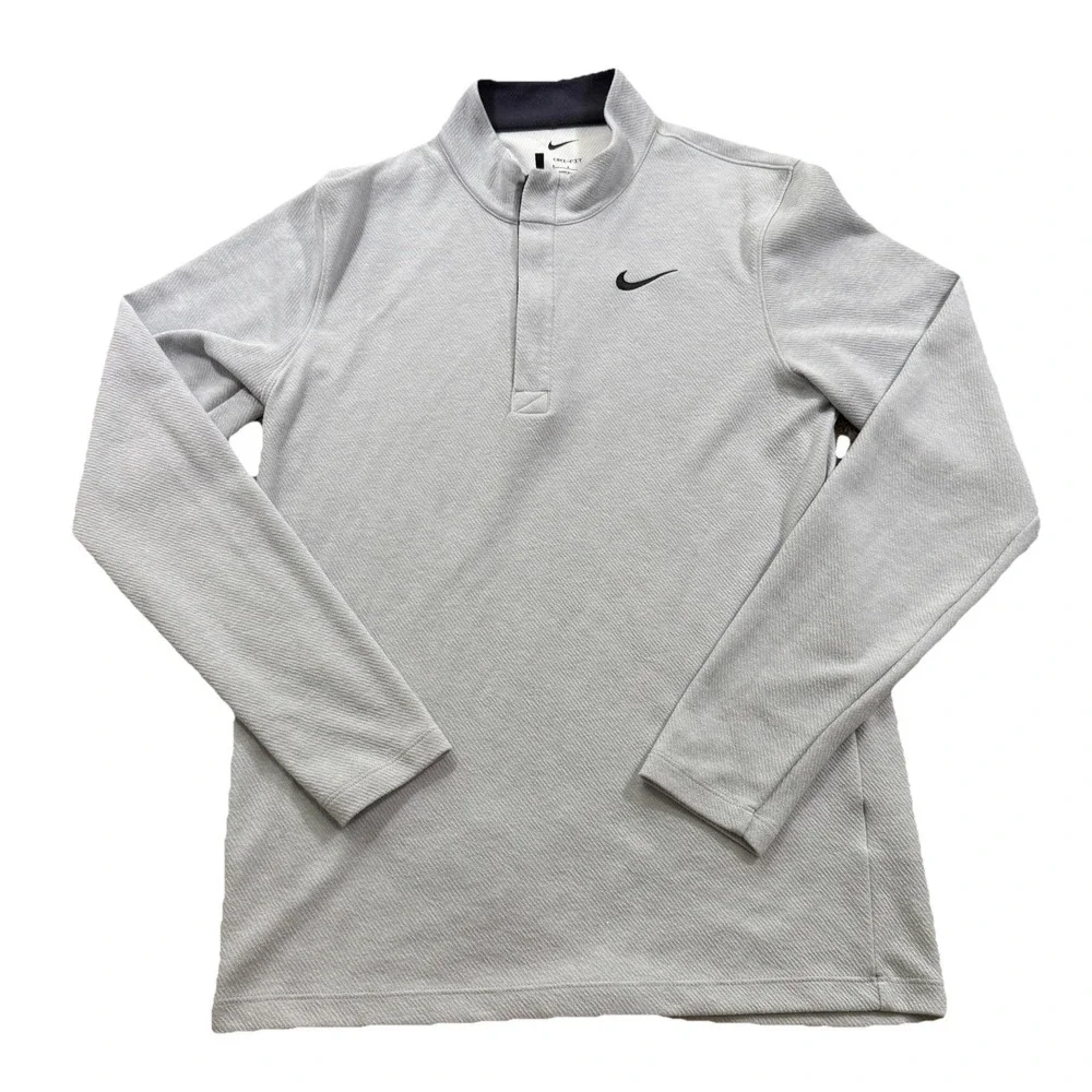 Nike Dri-FIT Golf Pullover Gray Black 1/4 Zip Long‎ Sleeve Men's Athleisure S